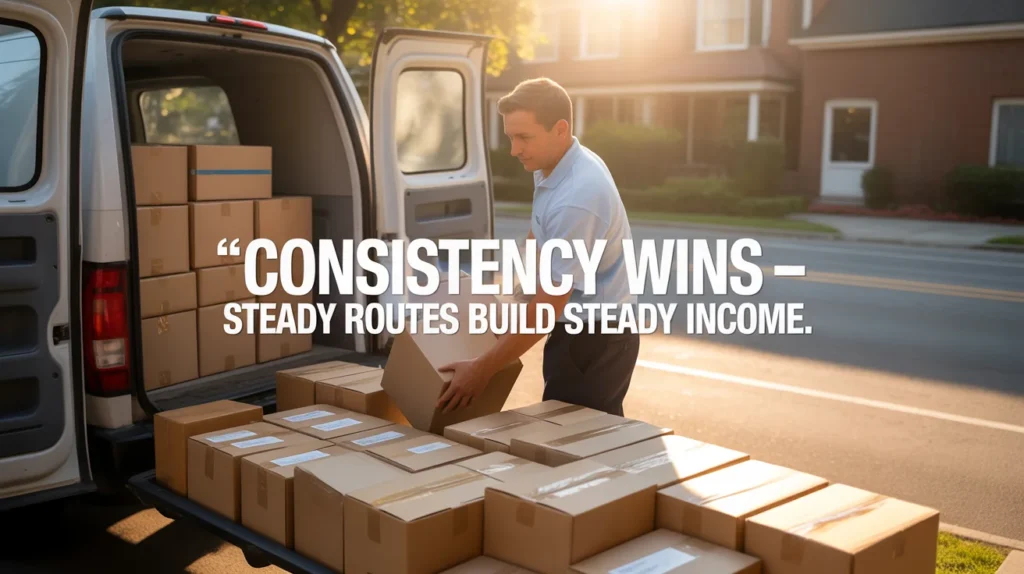 Consistency wins — steady routes build steady income.