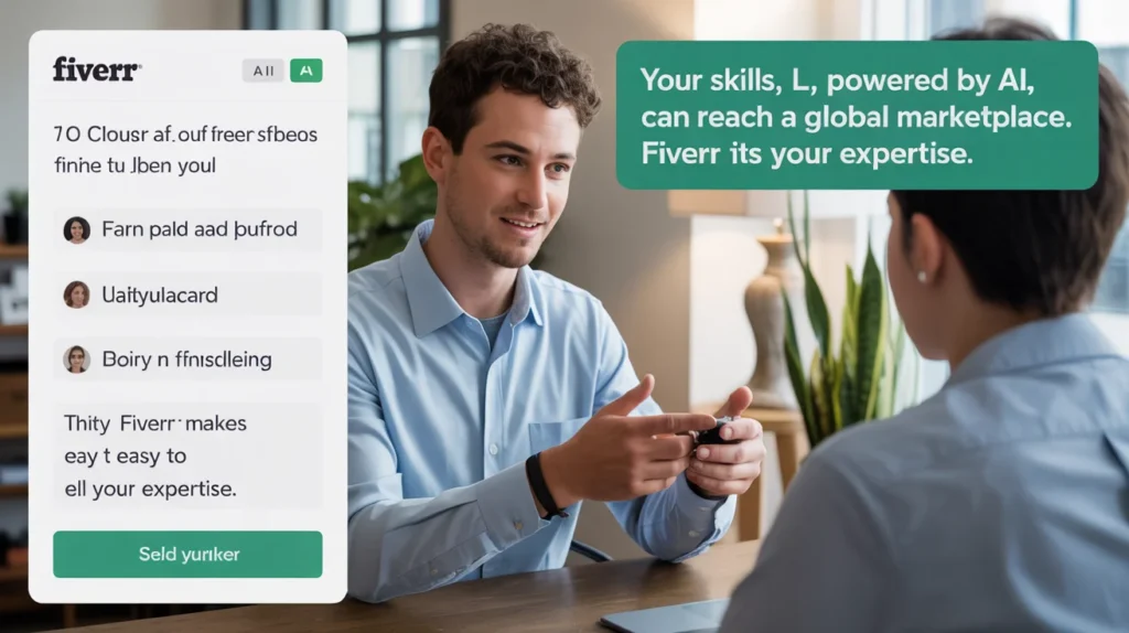 Your skills, powered by AI, can reach a global marketplace. Fiverr makes it easy to sell your expertise.