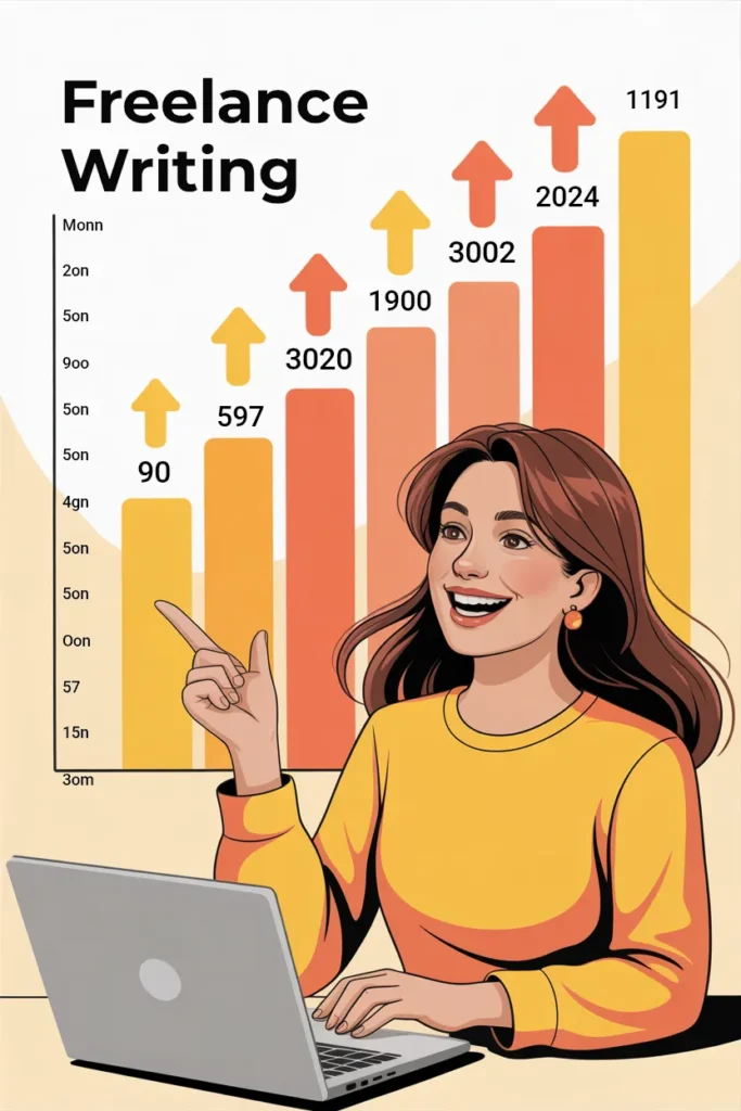 Freelance writing income for beginners monthly earnings chart first year