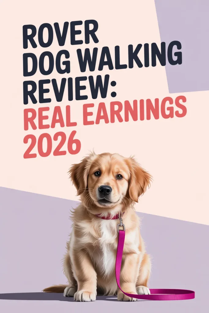 Rover dog walking review 2026 Pinterest pin showing how much beginners can really earn