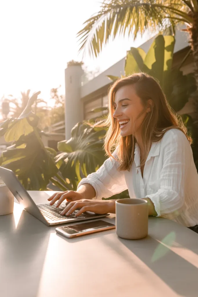Successful freelance writer working from home making money writing online as career