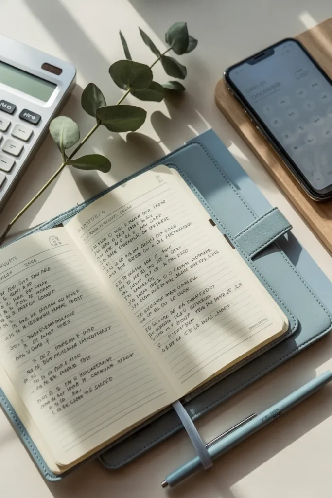 Weekly schedule planner for online tutoring jobs from home with calculator and phone