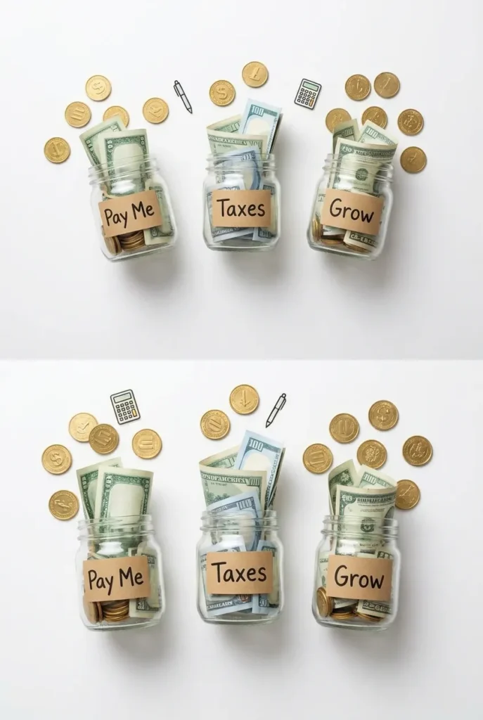 50 30 20 side hustle income allocation jars for paying yourself taxes and reinvestment