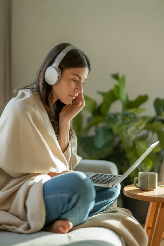 College student doing online transcription work from home for extra income