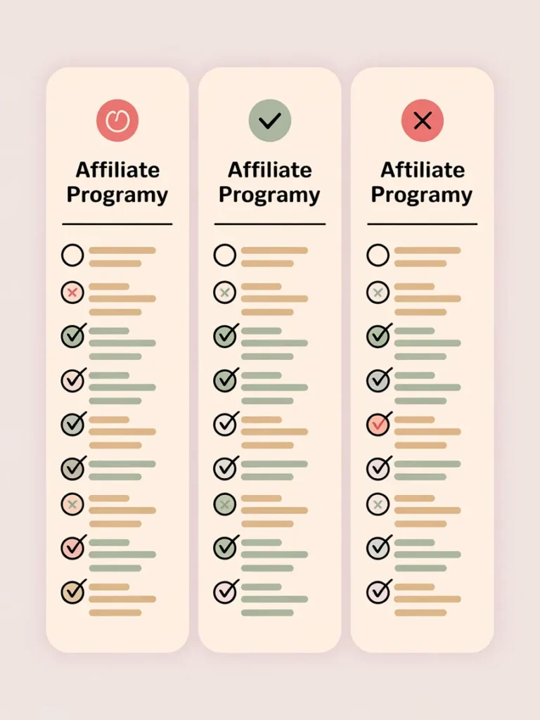 Comparison chart of affiliate programs for Pinterest marketing without a blog or website.