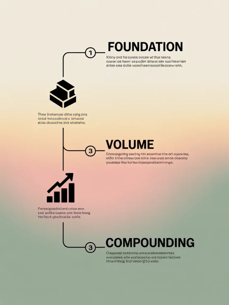 Ninety day Pinterest affiliate marketing roadmap showing foundation volume and compounding phases for beginners.
