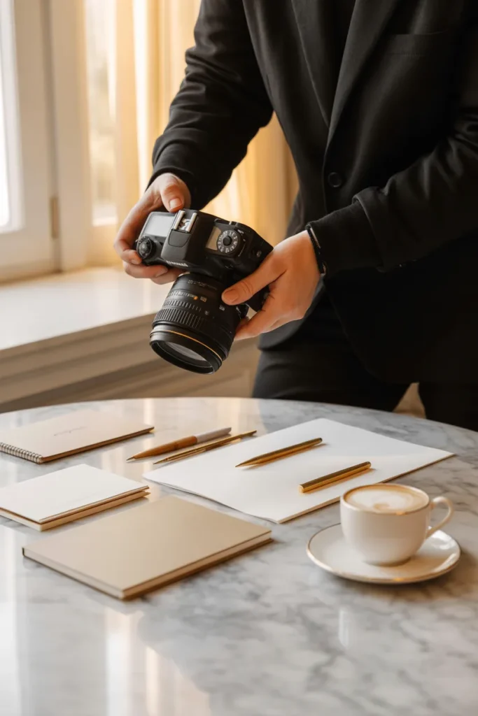 Stock photography setup for honest passive income side hustle