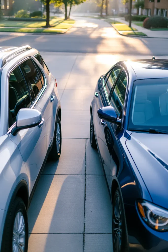 Two Turo host vehicles parked side by side ready for rental