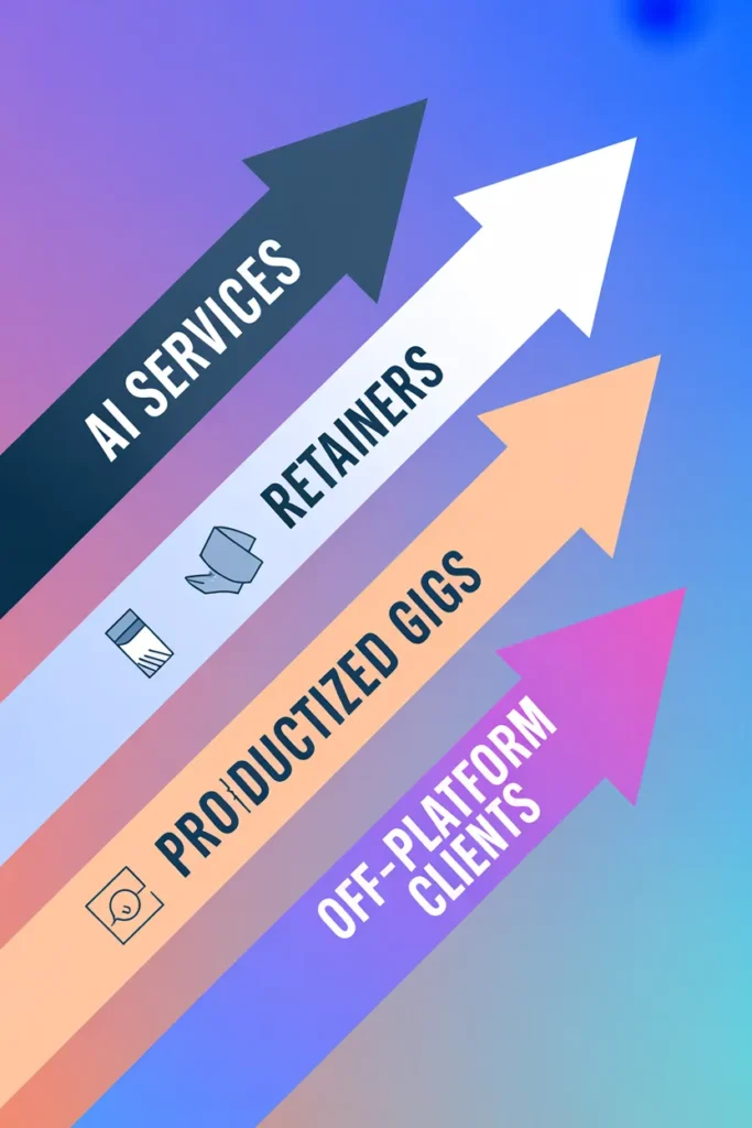 Upwork vs Fiverr 2026 freelance trends showing AI services retainers and productized gigs growth