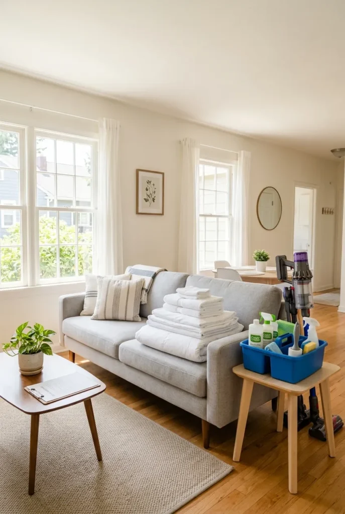 Weekend cleaning side hustle for Airbnb hosts paying cash on Saturday turnover.