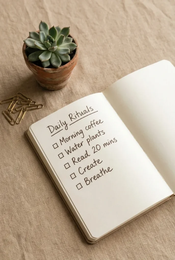 Introvert side hustle checklist on notebook with succulent and brass paperclips